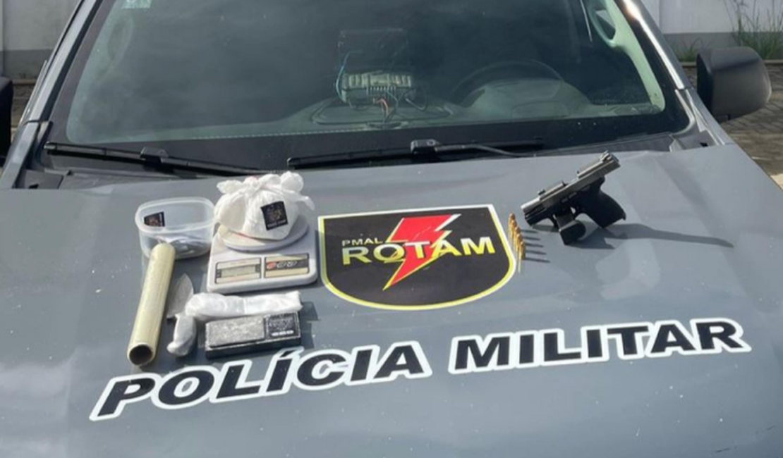 Traficante é preso com cocaína e pistola em residência no Salvador Lyra, em Maceió