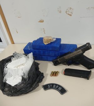 PM apreende arma e mais de 2kg de drogas em ação no bairro Benedito Bentes