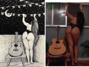 Ex-BBB Rízia vira xilogravura pela arte do artista carioca Will Barcellos