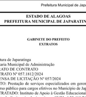 Prefeitura de Japaratinga contrata empresa para organização de concurso público