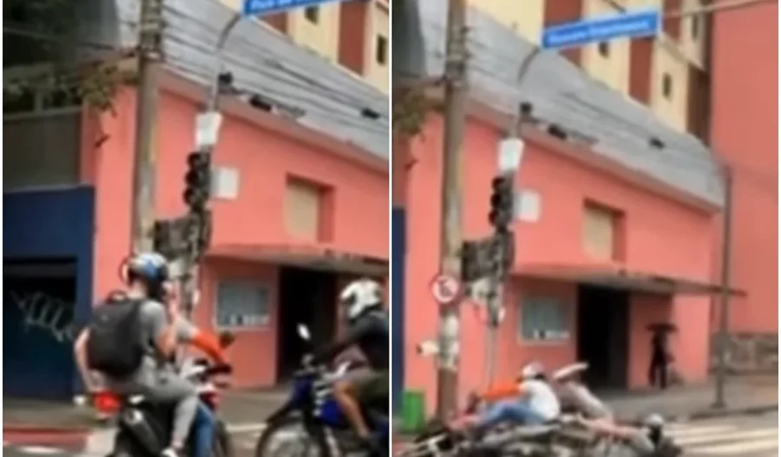 Repórter flagra acidente de moto ao vivo e se assusta: “Lamento muito”