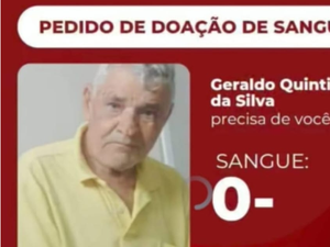 Família pede doação de sangue O- para idoso internado em Coruripe