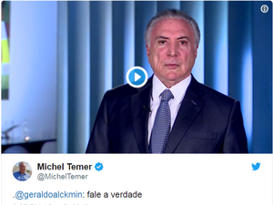 Temer faz vídeo para contestar críticas de Alckmin ao governo