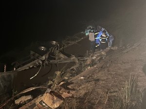 Motorista de caminhão perde o controle da direção e tomba na Serra das Pias