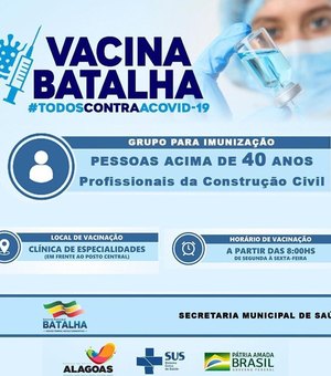 Prefeitura de Batalha inicia vacinação para pessoas a partir de 40 anos