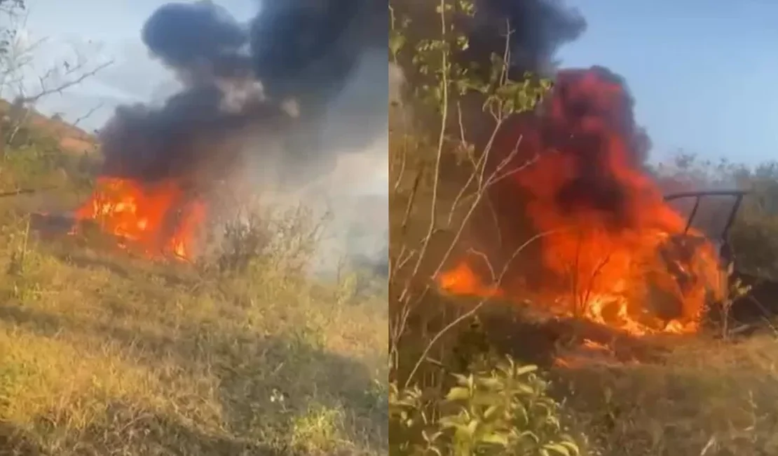 Helicóptero cai em Caruaru, e ao menos duas pessoas são socorridas