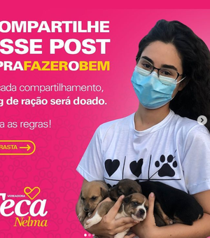 Vereadora Teca Nelma lança campanha para doar uma tonelada de ração para abrigos de animais e protetores independentes