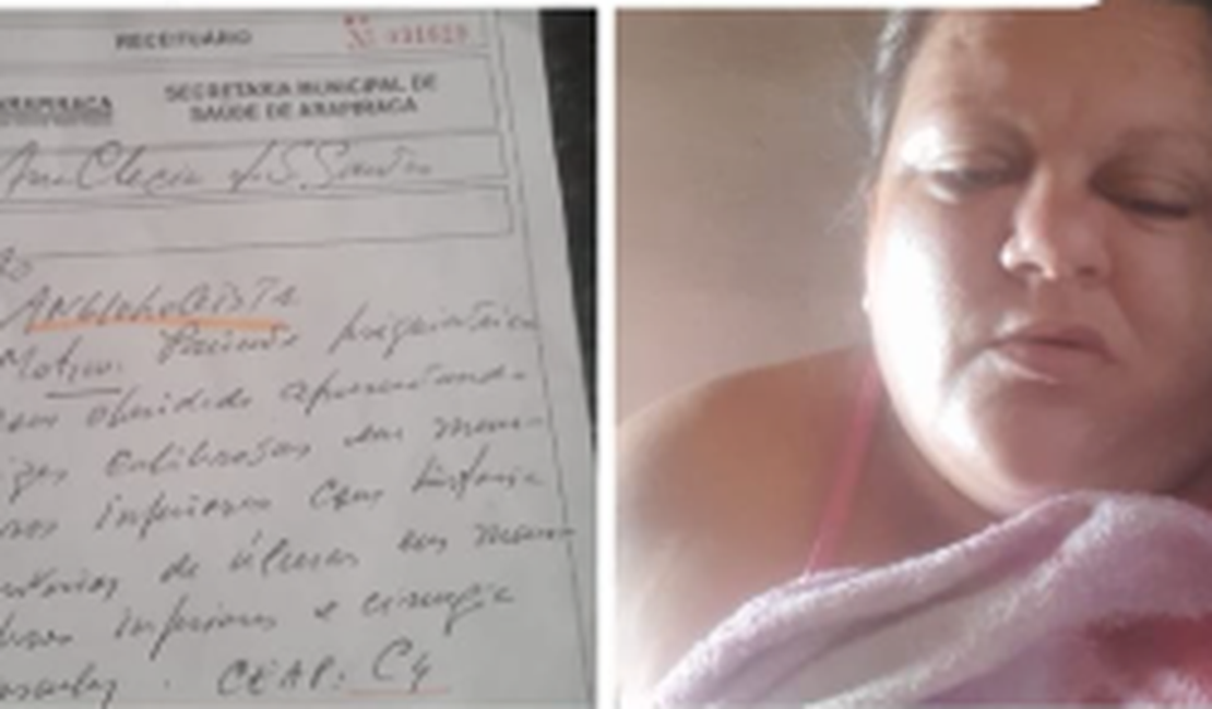 Família pede ajuda para tratamento de mulher com trombose em Arapiraca