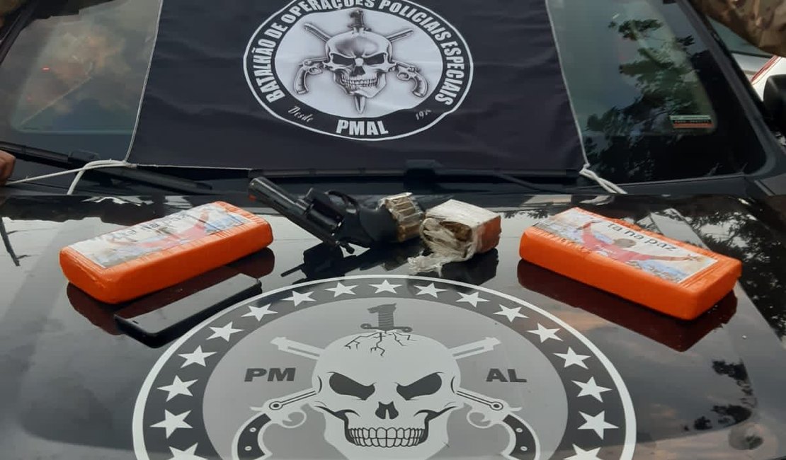 Polícia apreende 2kg de cocaína, revólver e munições em Arapiraca