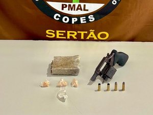 PM apreende arma e drogas durante ação em Olho d’Água das Flores