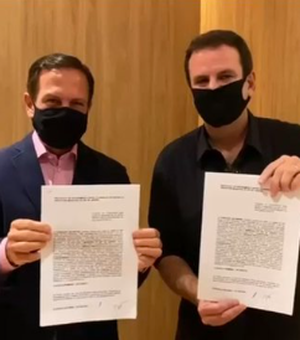 Eduardo Paes firma acordo com Doria para vacina contra covid-19