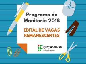 Lançado edital de vagas remanescentes do Programa de Monitoria
