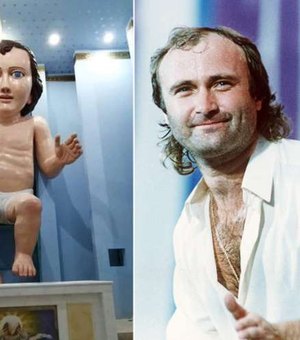 Igreja recebe estátua do Menino Jesus com a cara de Phil Collins