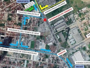 Trecho da BR-104 será interditado para continuidade das obras do viaduto