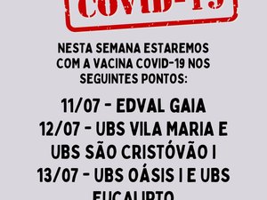 Confira os pontos de vacinação contra a Covid-19 nesta semana em Palmeira dos Índios