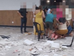 Teto desaba durante casamento no Clube dos Sargentos, em Maceió; convidados ficam feridos