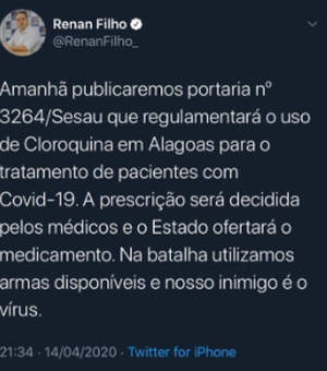 Sesau regulará uso de Cloroquina para o combate ao Coronavírus em Alagoas