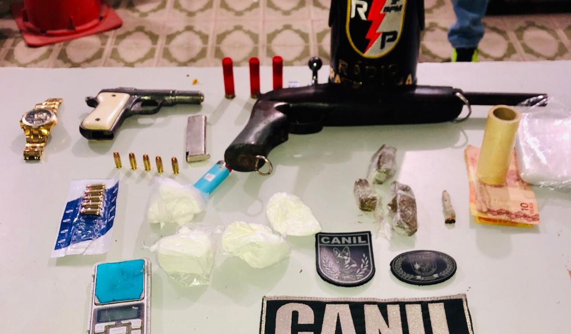 Armas, munição e drogas são apreendidas em Arapiraca após denúncia anônima