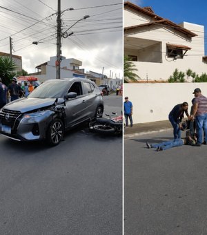 Motociclista é arremessado após carro avançar sinal em Arapiraca
