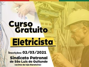 Sindicato abre inscrições para curso de eletricista em São Luís do Quitunde
