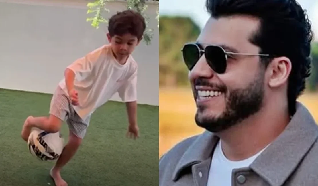 Murilo Huff encanta com aula de futebol do filho de Marília Mendonça