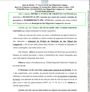 Justiça determina bloqueio dos 60% dos Precatórios em São Miguel dos Campos