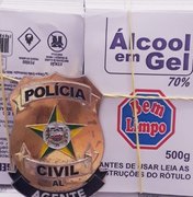 Cinco pessoas são detidas por falsificar álcool em gel em Arapiraca