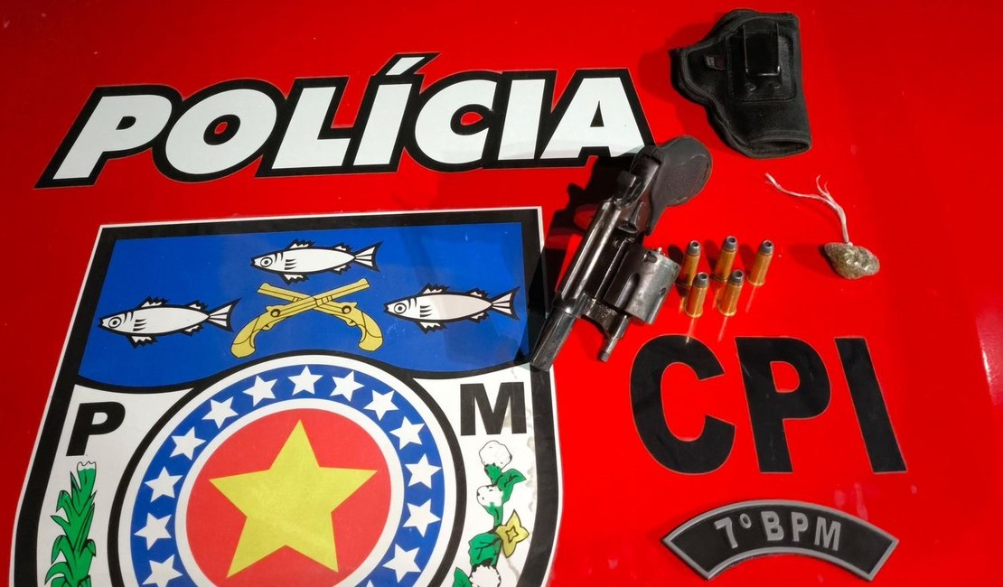 Polícia Militar apreende arma de fogo durante ocorrência de perturbação do sossego em Olho d’Água das Flores