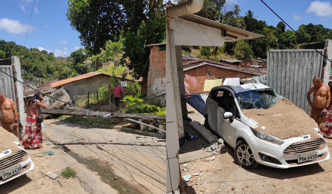 [Vídeo] Caminhão desgovernado invade casa e derruba poste no Benedito Bentes II