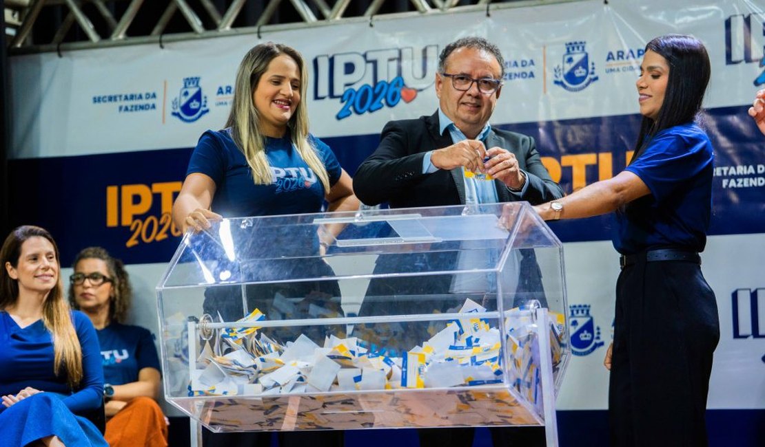 IPTU 2026: Sorteio contempla arapiraquenses com R$165 mil em prêmios