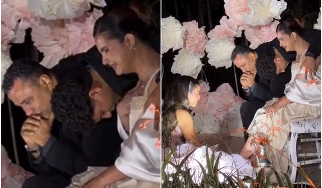Filha de Aline Barros lava os pés dos pais em festa de 15 anos e viraliza