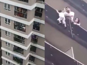 Criança cai do 12º e é salva por entregador