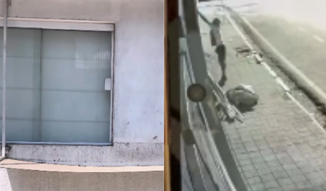 Clínica tem parte da fachada furtada durante a madrugada no Centro de Arapiraca