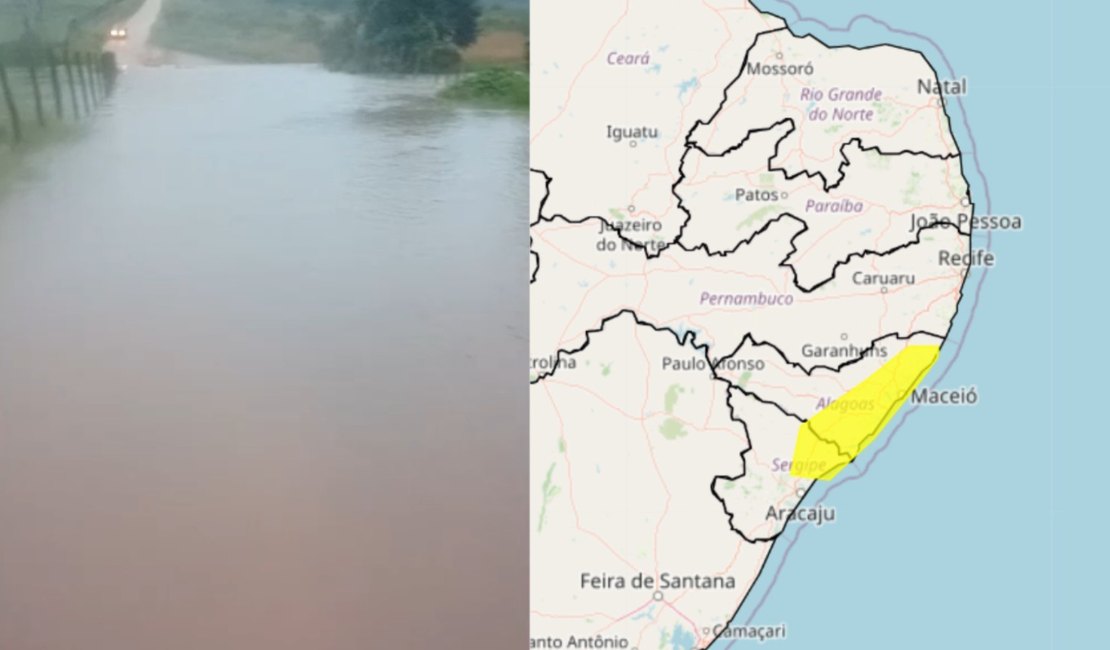 Chuva forte alaga ponte entre Feira Grande e São Sebastião e dificulta travessia na zona rural