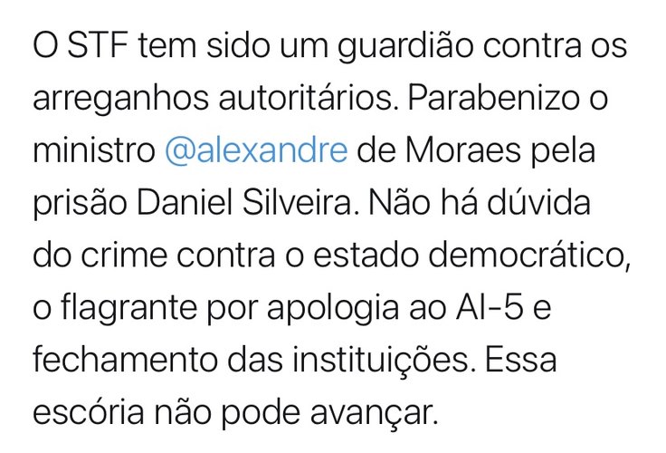 Renan Calheiros parabeniza ministro do STF por prisão de deputado federal bolsonarista