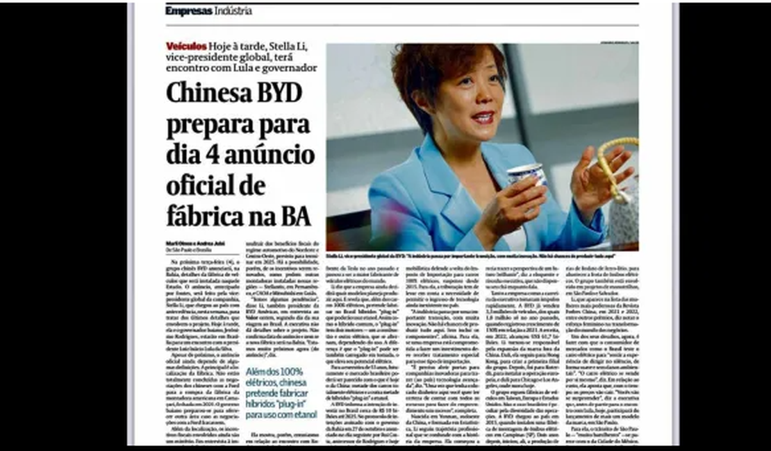 Montadora chinesa BYD anuncia em julho de 2023 fábrica na Bahia