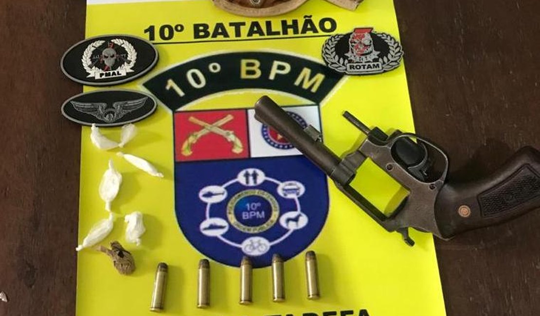 Homem é preso com maconha, cocaína a arma de fogo em Estrela de Alagoas