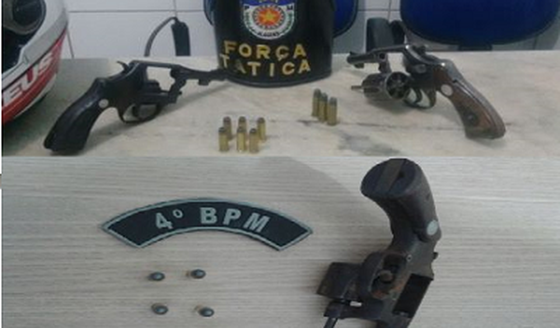 Polícia apreende três armas de fogo em bairros da parte alta de Maceió
