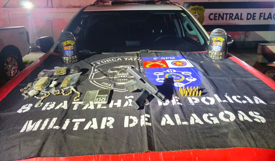 Operação do 8º BPM resulta em prisão e apreensão de entorpecentes e arma de fogo em Rio Largo