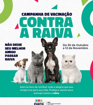 Prefeitura de Porto Calvo anuncia vacinação contra raiva