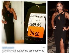 Anitta usa vestido de 79 reais em casamento de Fê Souza e Thiaguinho