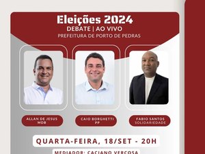 Candidatos ao Executivo de Porto de Pedras vão debater nesta quarta (18)