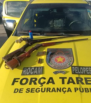 Armas de fogo são apreendidas na zona rural de Colônia Leopoldina
