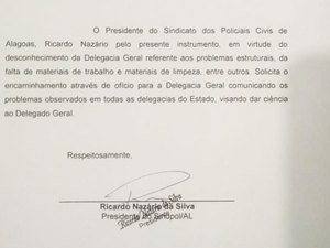 Sindpol solicita ofícios aos delegados, explicando os problemas nas delegacias 