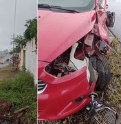 Carro colide contra mureta na rodovia AL-115, em Igaci
