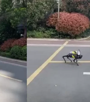 Cão-robô percorre ruas na China com megafone para reforçar lockdown; veja