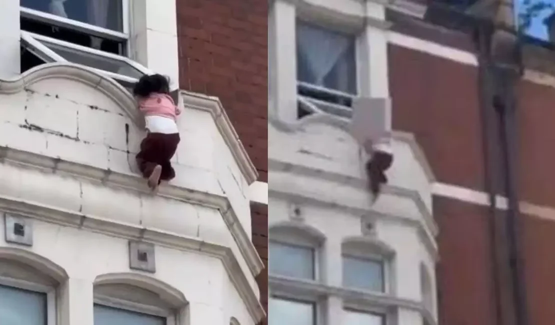 Menina fica pendurada em janela de prédio em Londres e é resgatada