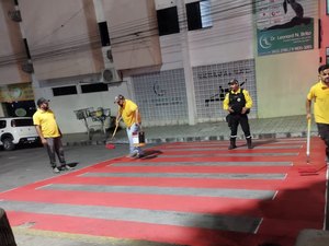 Prefeitura intensifica sinalização horizontal nas ruas e avenidas de Palmeira