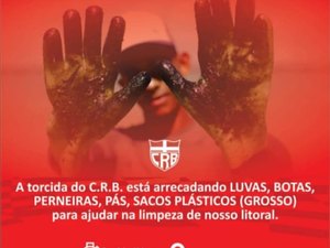 Torcida do CRB arrecada materiais para retirada de óleo das praias alagoanas 