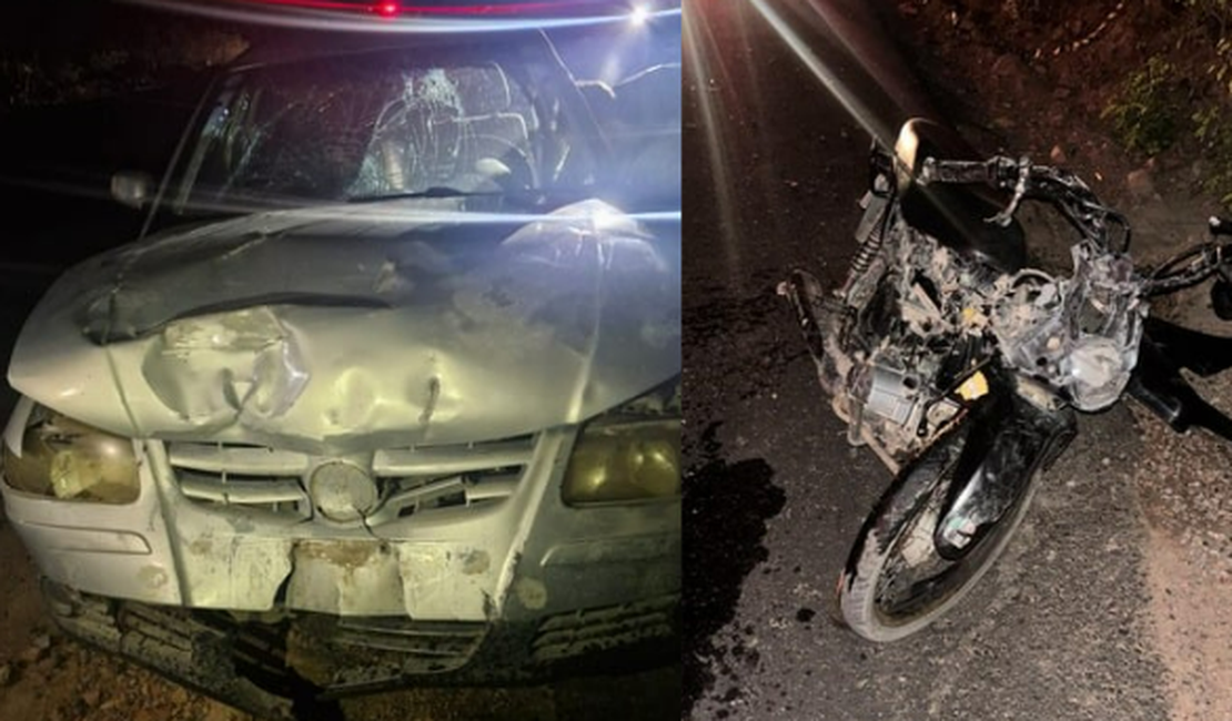 Motociclista morre após colisão frontal com carro na zona rural de Água Branca